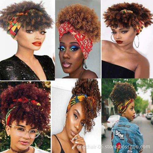 Hot selling synthetic hair headband wigs for black women 2021 head band wig with bands